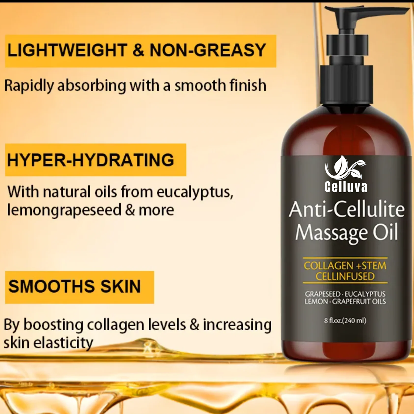 Celluva Anti Cellulite Massage Oil - 8 FL oz